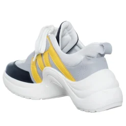 Sneakers en Cuir Bianca blanc/gris/noir/jaune - Talon 5 cm-Loretta Pettinari