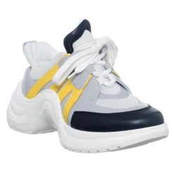 Sneakers en Cuir Bianca blanc/gris/noir/jaune - Talon 5 cm-Loretta Pettinari