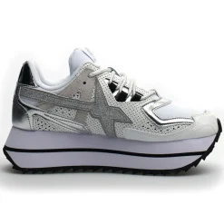 Femme W6YZ Baskets^Sneakers en Cuir Debi blanc/argenté