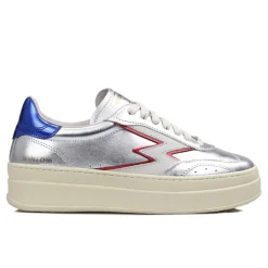 Femme Moa Concept Baskets^Sneakers en Cuir Double Club argentées