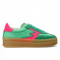 Sneakers en Cuir Double Club vert fuchia-Moa Concept Best
