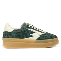 Sneakers en Cuir Double Club vert léopard-Moa Concept