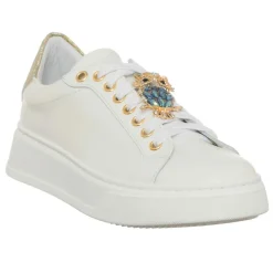 Femme Loretta Pettinari Baskets^Sneakers en Cuir Gufo blanc/doré