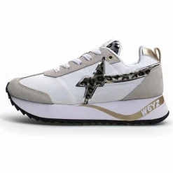 Femme W6YZ Baskets^Sneakers en Cuir Kis blanc/beige/léopard