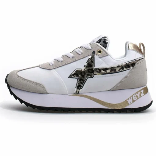 Femme W6YZ Baskets^Sneakers en Cuir Kis blanc/beige/léopard