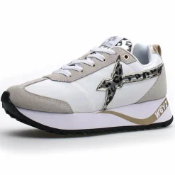 Femme W6YZ Baskets^Sneakers en Cuir Kis blanc/beige/léopard