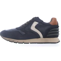 Homme Voile Blanche Baskets^Sneakers en Cuir Liam bleu marine/blanc/marron