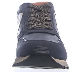 Homme Voile Blanche Baskets^Sneakers en Cuir Liam bleu marine/blanc/marron