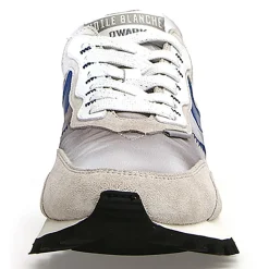 Homme Voile Blanche Baskets^Sneakers en Cuir Léo gris/bleu