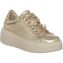 Femme Loretta Pettinari Baskets^Sneakers en Cuir Mathilde dorées