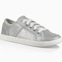 Femme Ugg Baskets^Sneakers en Cuir métallisé Irvin argentées