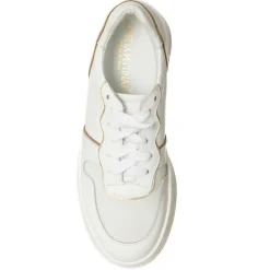 Femme Loretta Pettinari Baskets^Sneakers en Cuir Nabuk blanc/doré