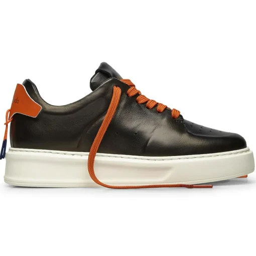 Femme Barracuda Baskets^Sneakers en Cuir Pénélope noir/orange