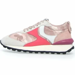Femme Voile Blanche Baskets^Sneakers en Cuir Qwark blanc/rose