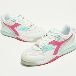 Femme Diadora Baskets^Sneakers en Cuir Rebound Ace rose/blanc/bleu