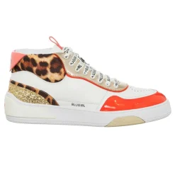 Femme Blugirl Blumarine Baskets^Sneakers en Cuir Wilow blanc/rouge/léopard