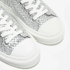 Sneakers en Cuir Wova Low-Top argentées-Stuart Weitzman