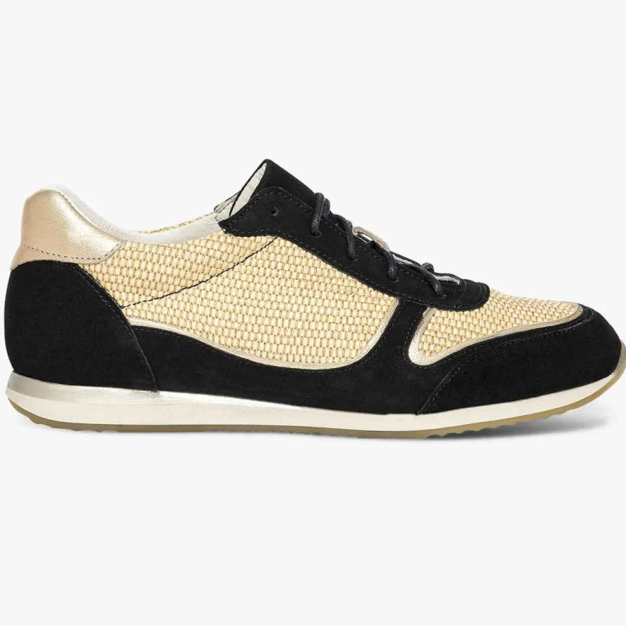 Sneakers en Velours de Cuir biamtières Lyman noir/paille-Bocage Hot