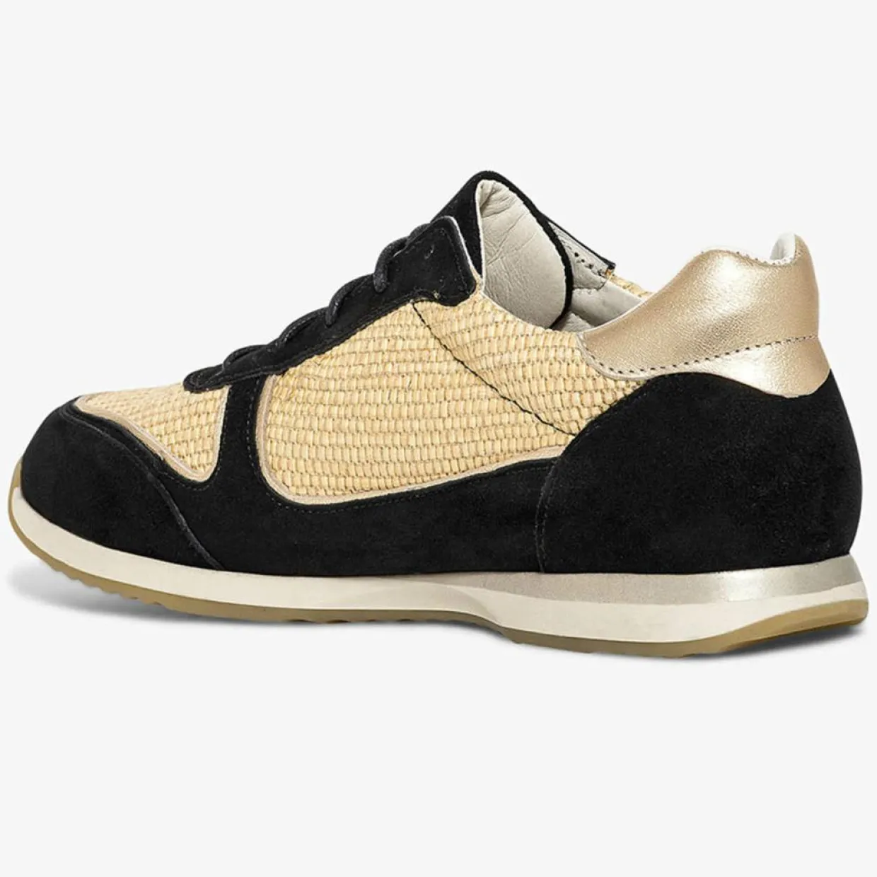 Sneakers en Velours de Cuir biamtières Lyman noir/paille-Bocage Hot