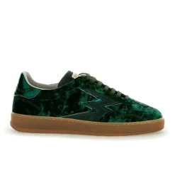 Femme Moa Concept Baskets^Sneakers en Velours de Cuir Club vert metallisé