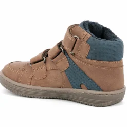 Sneakers fourrées en Velours de Cuir Lohan camel/bleu-Kickers Hot