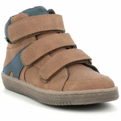 Sneakers fourrées en Velours de Cuir Lohan camel/bleu-Kickers Hot