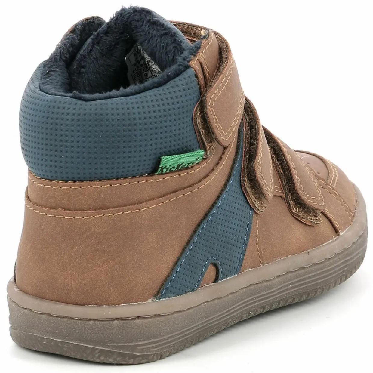 Sneakers fourrées en Velours de Cuir Lohan camel/bleu-Kickers Hot