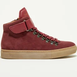 Homme Canal Saint Martin Baskets^Sneakers Montantes en Velours de Cuir Ferry bordeaux