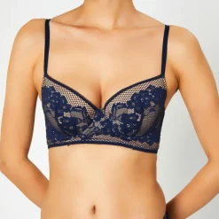 Femme Huit Lingerie, Nuit^Soutien-gorge avec armatures en Soie mélangée Casablanca bleu marine