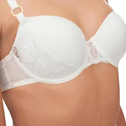 Femme Chantelle Lingerie, Nuit^Soutien-gorge Coque Corbeille Memory Fleurs ivoire/doré
