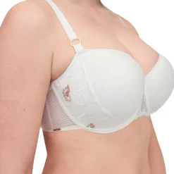 Femme Chantelle Lingerie, Nuit^Soutien-gorge Coque Corbeille Memory Fleurs ivoire/doré