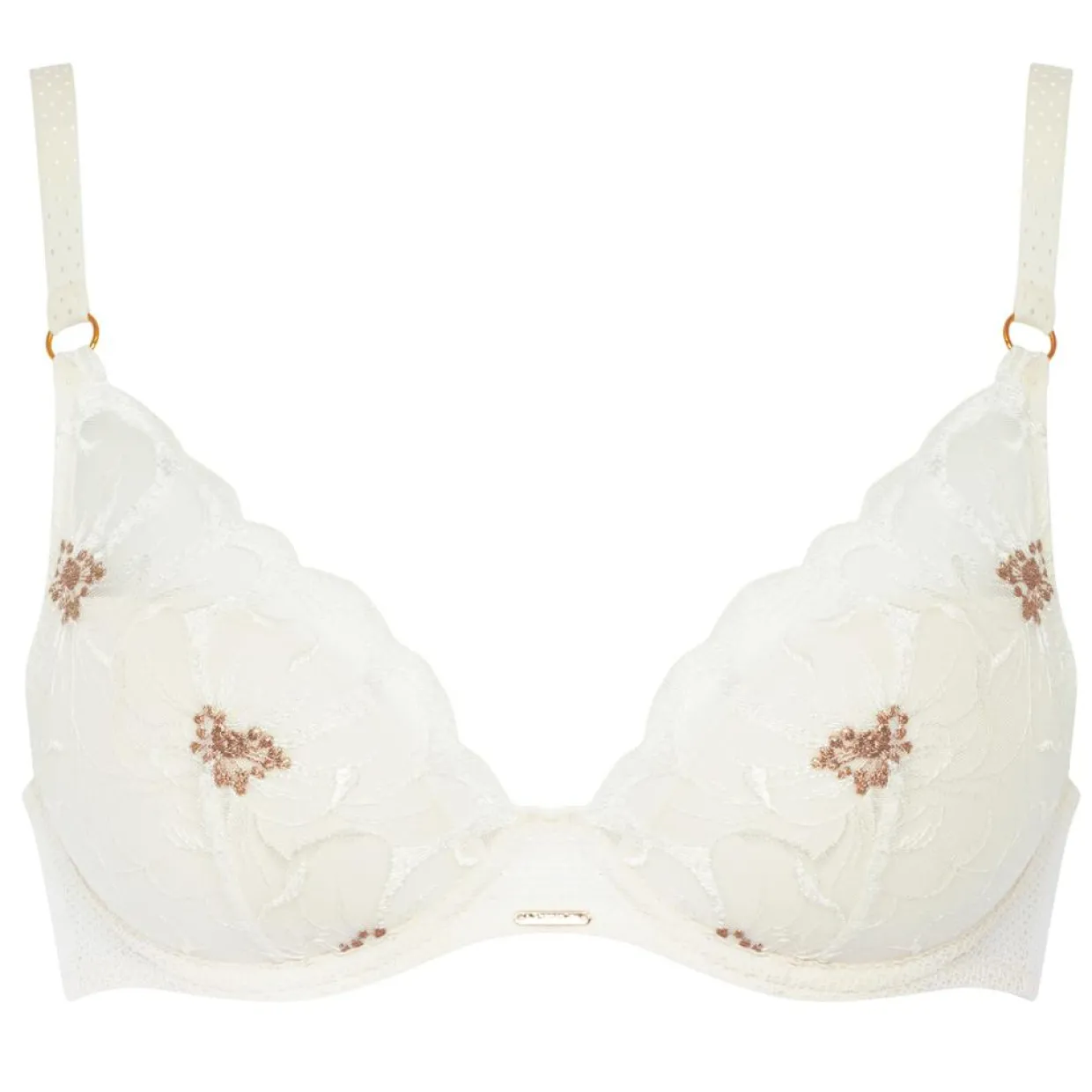 Soutien-gorge Coque Plongeant Fleurs ivoire/doré-Chantelle Sale