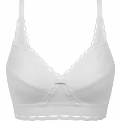 Femme Playtex Lingerie, Nuit^Soutien-gorge en Coton Bio sans armatures Coeur Croisé blanc