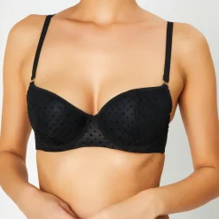 Soutien-gorge Push-Up en Soie mélangée Flock noir-Huit Best