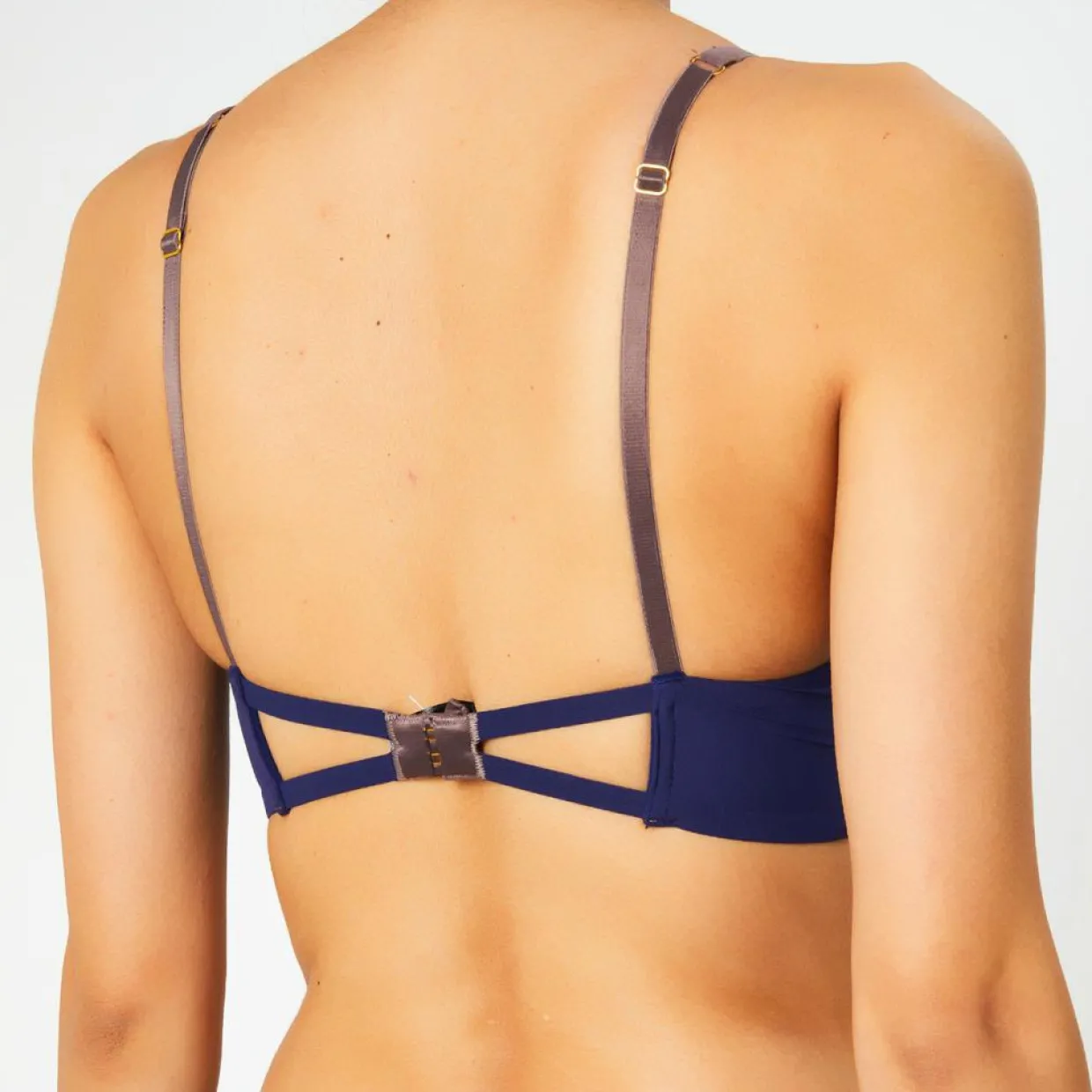 Soutien-gorge sans armatures en Soie mélangée Skin 02 bleu marine-Huit Clearance