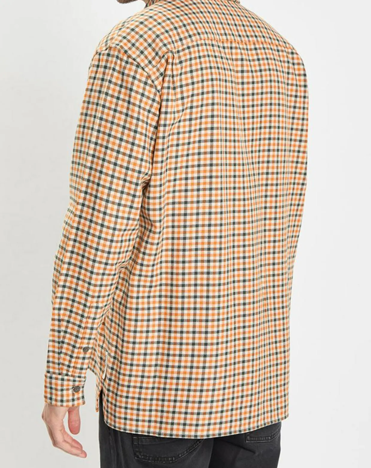 Surchemise 100% Coton Bio Relaxed Fit à carreaux vert/orange-Marc O'Polo Clearance