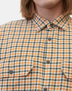 Surchemise 100% Coton Bio Relaxed Fit à carreaux vert/orange-Marc O'Polo Clearance