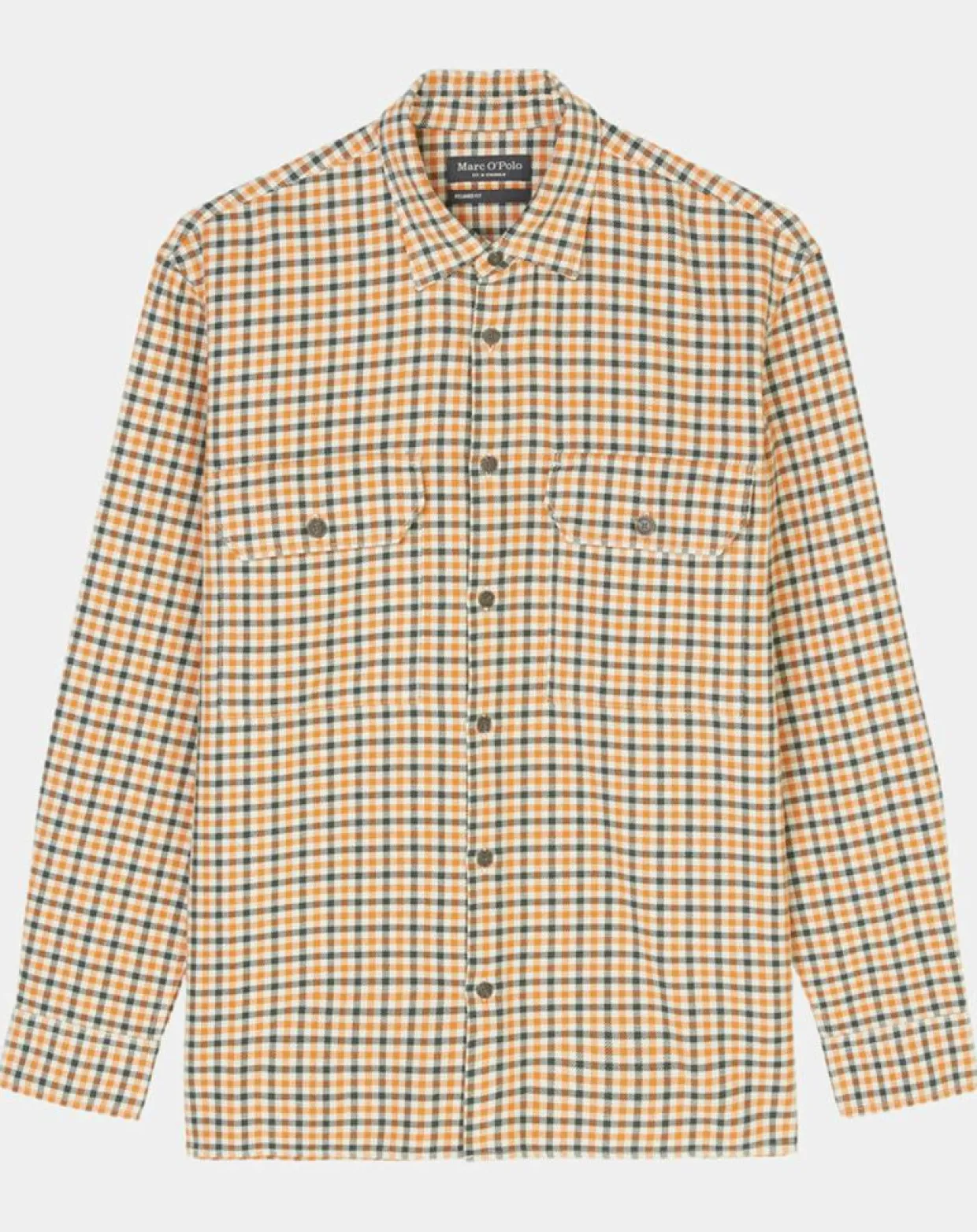 Surchemise 100% Coton Bio Relaxed Fit à carreaux vert/orange-Marc O'Polo Clearance