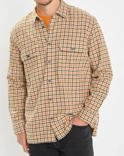 Surchemise 100% Coton Bio Relaxed Fit à carreaux vert/orange-Marc O'Polo Clearance