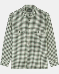 Homme Marc O'Polo Chemises^Surchemise 100% Coton Bio Relaxed Fit à carreaux vert/marron