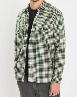 Homme Marc O'Polo Chemises^Surchemise 100% Coton Bio Relaxed Fit à carreaux vert/marron