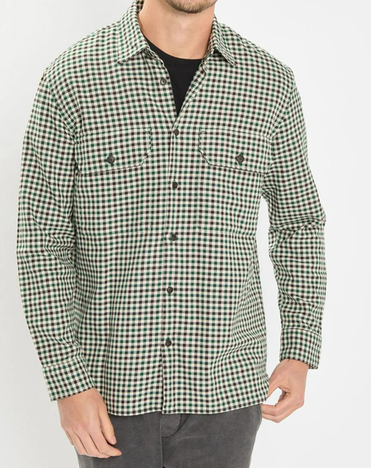 Homme Marc O'Polo Chemises^Surchemise 100% Coton Bio Relaxed Fit à carreaux vert/marron