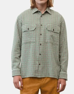 Homme Marc O'Polo Chemises^Surchemise 100% Coton Bio Relaxed Fit à carreaux vert/marron