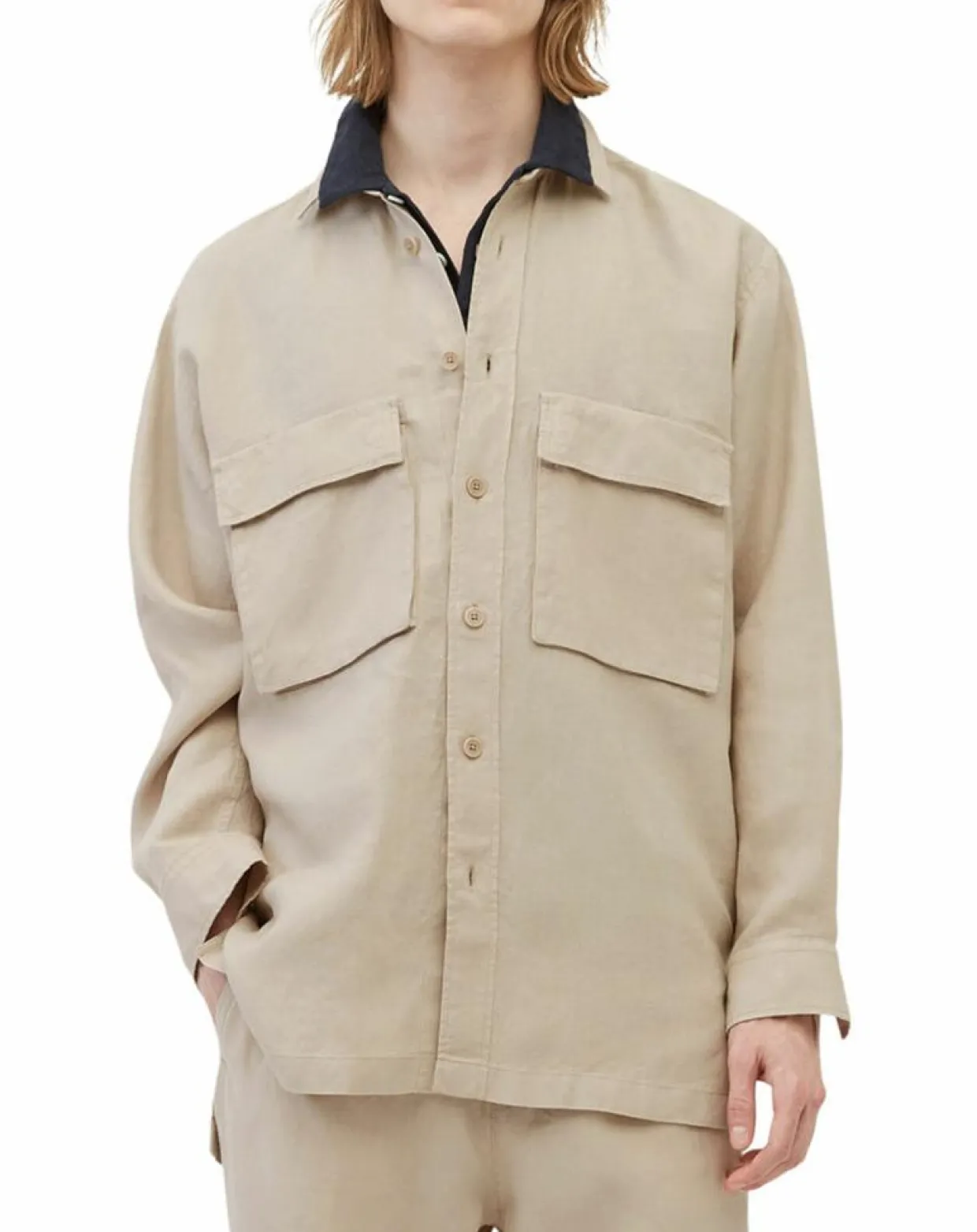 Surchemise 100% Lin manches longues Oversize West beige-Marc O'Polo Outlet
