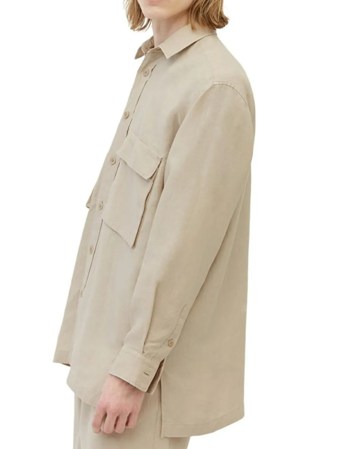 Surchemise 100% Lin manches longues Oversize West beige-Marc O'Polo Outlet