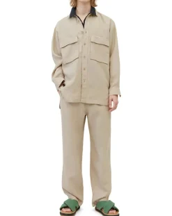 Surchemise 100% Lin manches longues Oversize West beige-Marc O'Polo Outlet