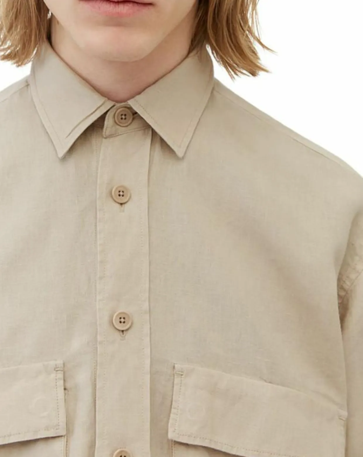 Surchemise 100% Lin manches longues Oversize West beige-Marc O'Polo Outlet