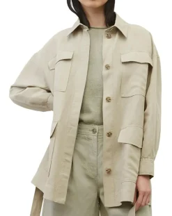 Surchemise Ceinturée en Lin mélangé beige clair-Marc O'Polo