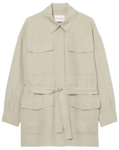 Surchemise Ceinturée en Lin mélangé beige clair-Marc O'Polo