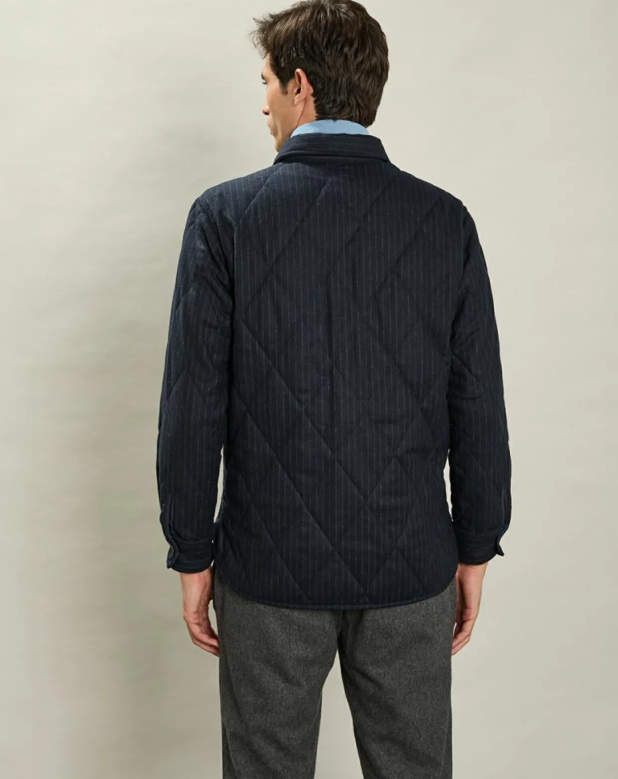 Surchemise en Laine mélangée Pierre marine-Hartford Outlet